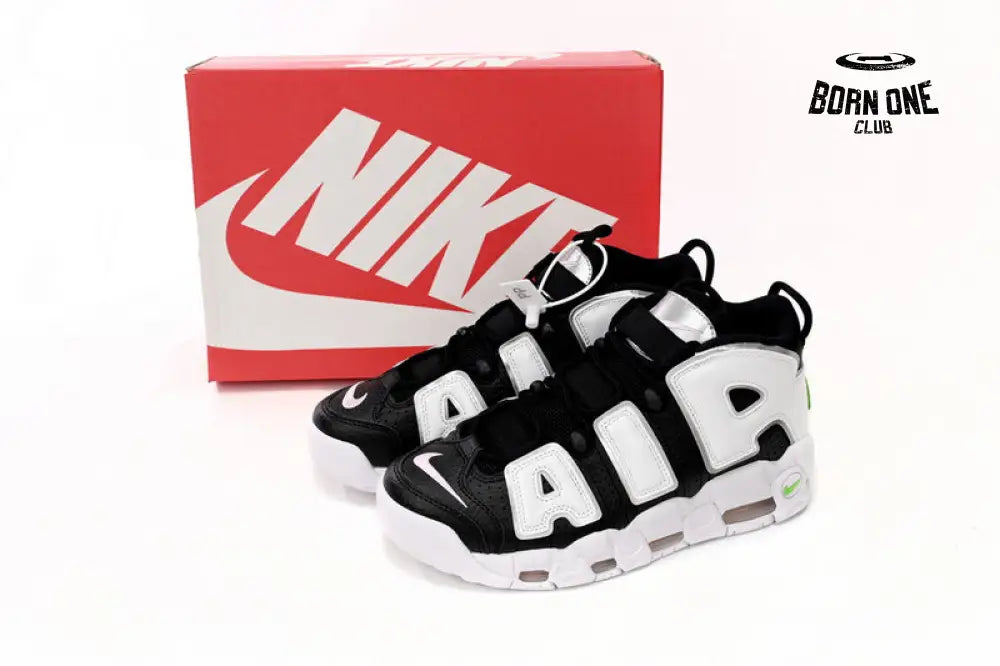 Nike Air More Uptempo Black And White Green Tick