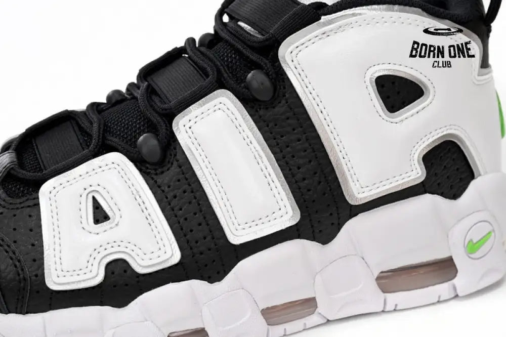 Nike Air More Uptempo Black And White Green Tick