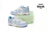 OFF-WHITE OOO Low Out Of Office Calf Leather White Light Blue OMIA189C99LEA0010140