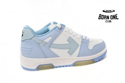 OFF-WHITE OOO Low Out Of Office Calf Leather White Light Blue OMIA189C99LEA0010140