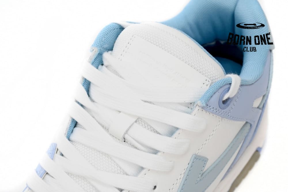 OFF-WHITE OOO Low Out Of Office Calf Leather White Light Blue OMIA189C99LEA0010140