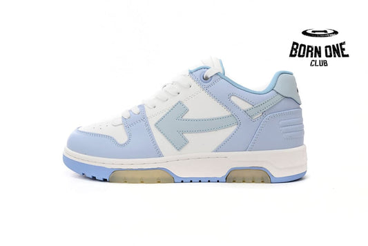 OFF-WHITE OOO Low Out Of Office Calf Leather White Light Blue OMIA189C99LEA0010140