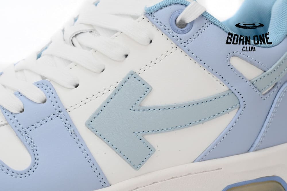 OFF-WHITE OOO Low Out Of Office Calf Leather White Light Blue OMIA189C99LEA0010140