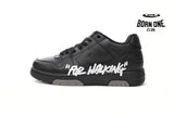 OFF-WHITE OOO Low Tops "For Walking" Black White  OMIA189S21LEA0041001