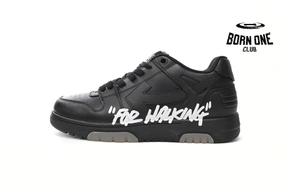 OFF-WHITE OOO Low Tops "For Walking" Black White  OMIA189S21LEA0041001