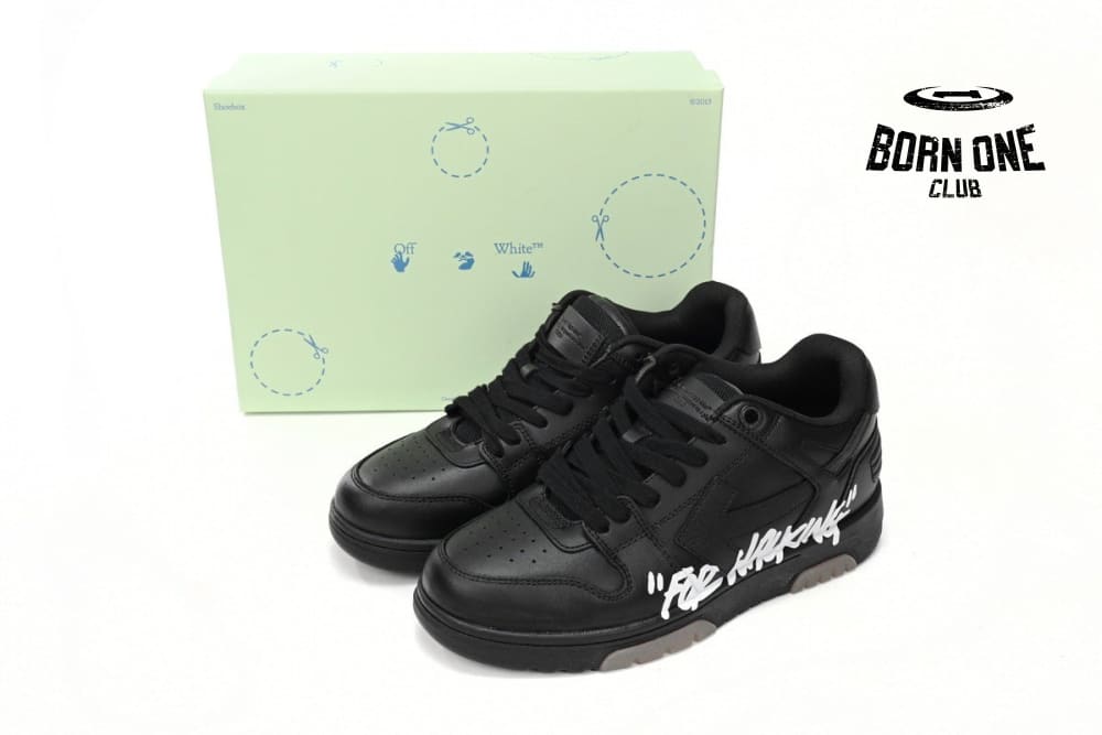 OFF-WHITE OOO Low Tops "For Walking" Black White  OMIA189S21LEA0041001