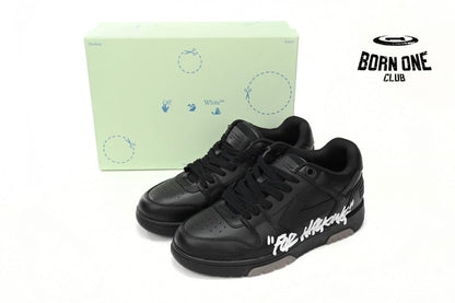 OFF-WHITE OOO Low Tops "For Walking" Black White  OMIA189S21LEA0041001