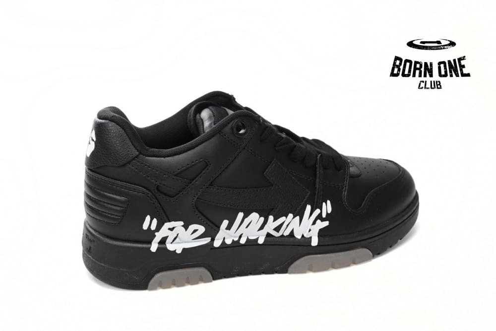 OFF-WHITE OOO Low Tops "For Walking" Black White  OMIA189S21LEA0041001