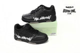 OFF-WHITE OOO Low Tops "For Walking" Black White  OMIA189S21LEA0041001