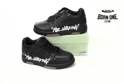 OFF-WHITE OOO Low Tops "For Walking" Black White  OMIA189S21LEA0041001