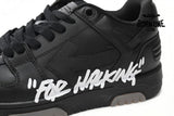 OFF-WHITE OOO Low Tops "For Walking" Black White  OMIA189S21LEA0041001