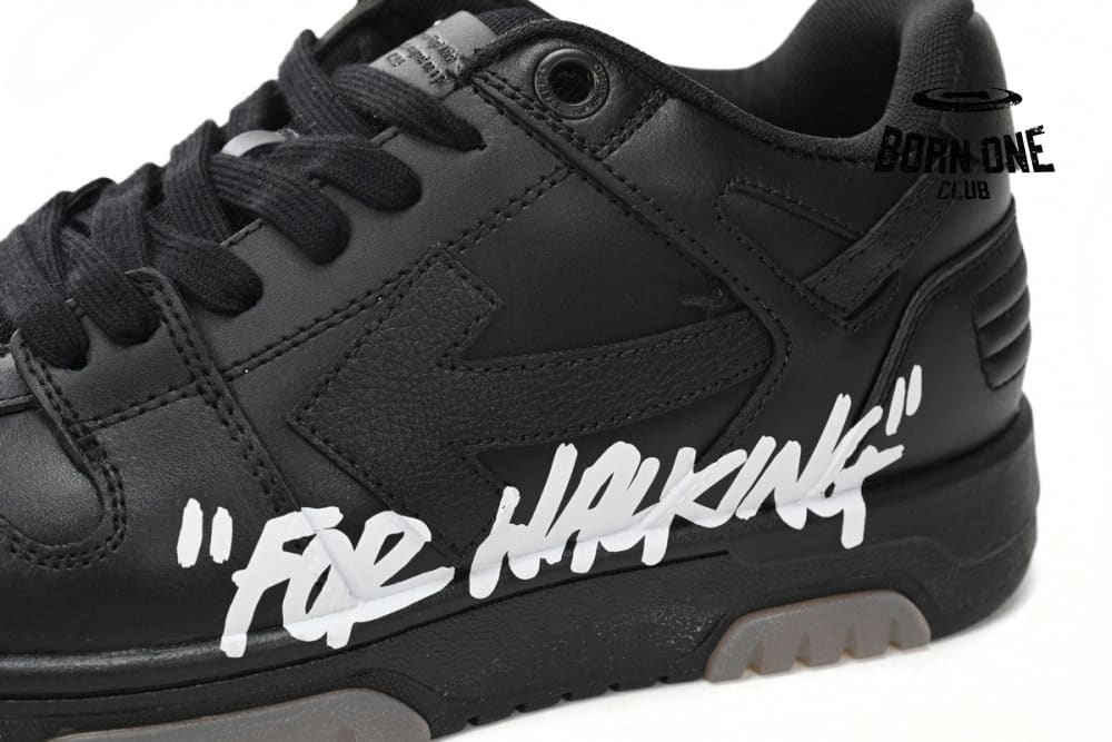 OFF-WHITE OOO Low Tops "For Walking" Black White  OMIA189S21LEA0041001