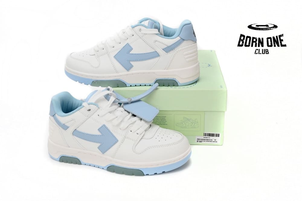 OFF-WHITE Out Of Office OOO 30 MM Low Tops White Light Blue OMIA189C99LEA0010145