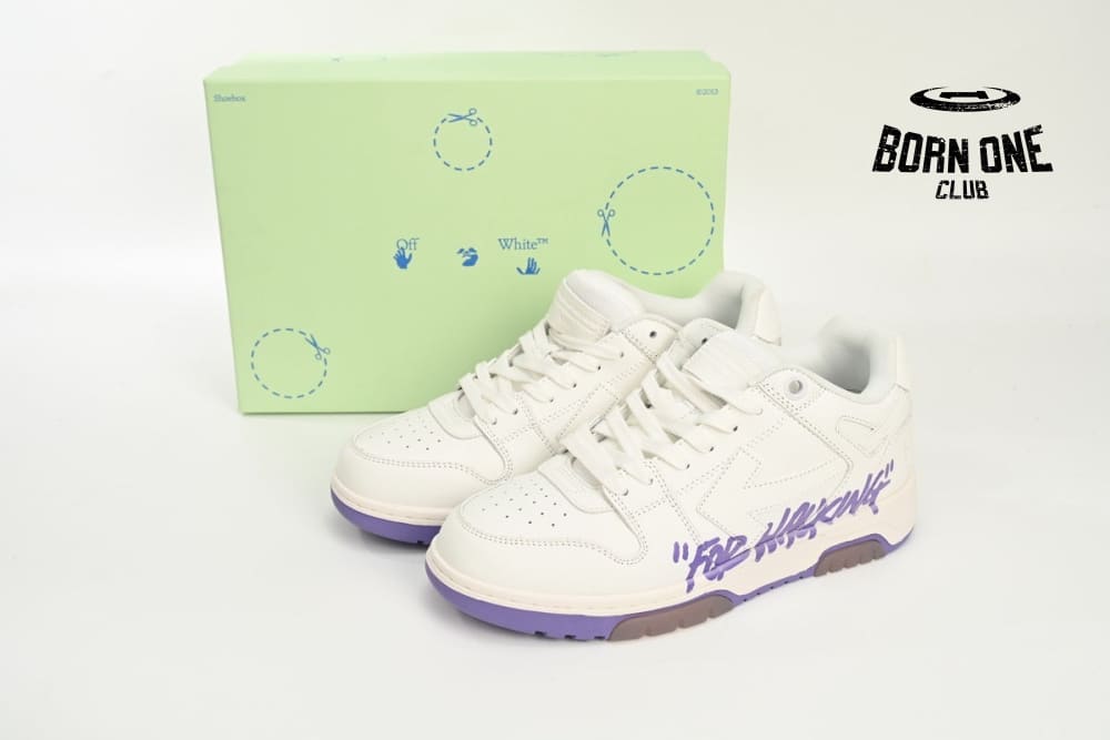 OFF-WHITE Out Of Office OOO "For Walking" Low Tops White Purple Printing OWIA259S 23LEA003 0136