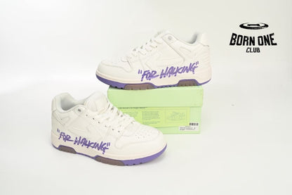 OFF-WHITE Out Of Office OOO "For Walking" Low Tops White Purple Printing OWIA259S 23LEA003 0136