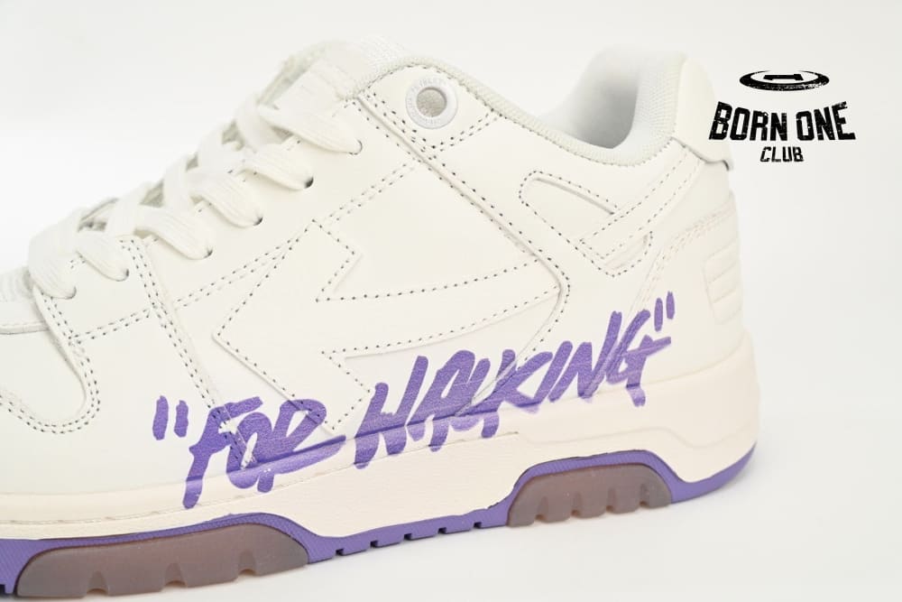 OFF-WHITE Out Of Office OOO "For Walking" Low Tops White Purple Printing OWIA259S 23LEA003 0136