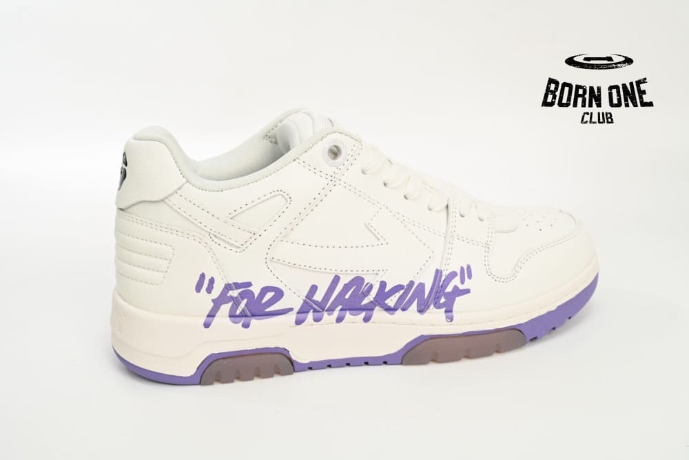 OFF-WHITE Out Of Office OOO "For Walking" Low Tops White Purple Printing OWIA259S 23LEA003 0136