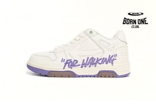 OFF-WHITE Out Of Office OOO "For Walking" Low Tops White Purple Printing OWIA259S 23LEA003 0136