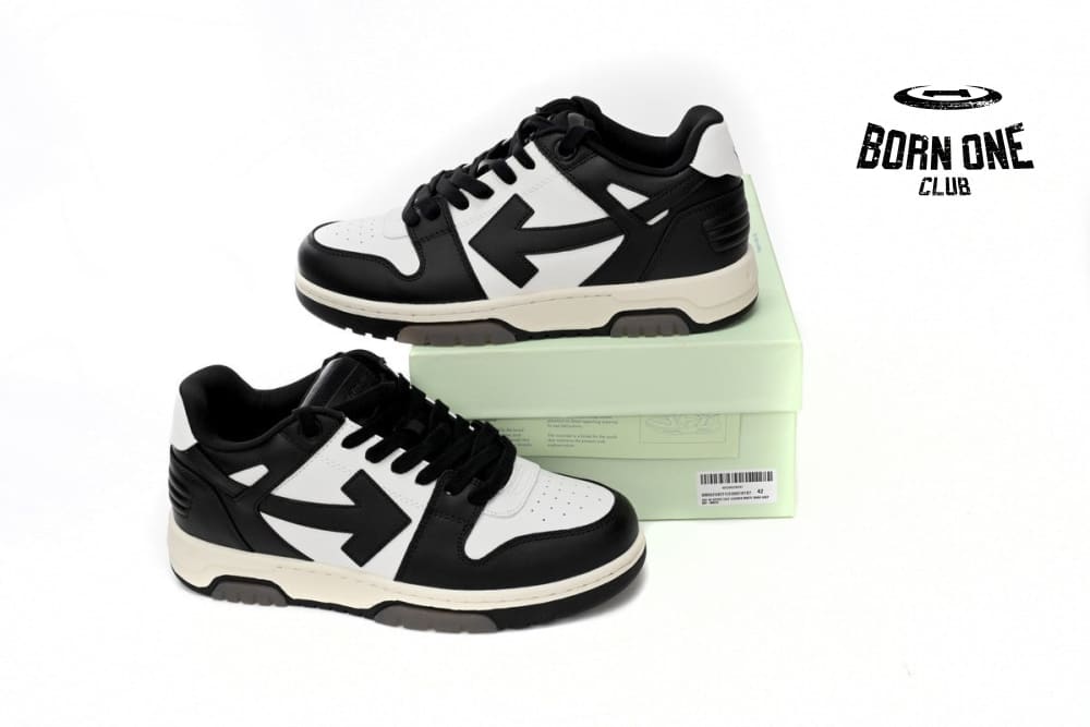 OFF-WHITE Out Of Office "OOO" Low Tops Black And White Pandas