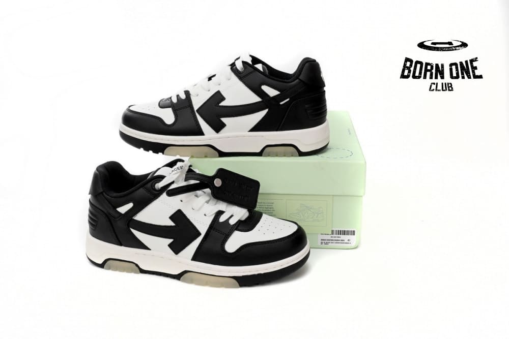 OFF-WHITE Out Of Office OOO Low Tops White Black White OMIA189C99LEA0011004