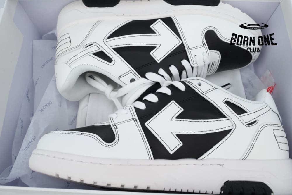 OFF-WHITE Out Of Office OOO Low Tops Black White OMIA189S24LEA0041001