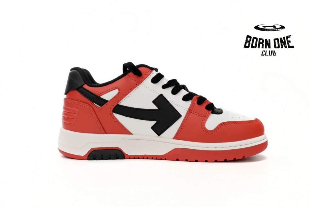 OFF-WHITE Out Of Office OOO Low Tops Black White Red OMIA189S23LEA0012510