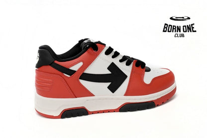 OFF-WHITE Out Of Office OOO Low Tops Black White Red OMIA189S23LEA0012510