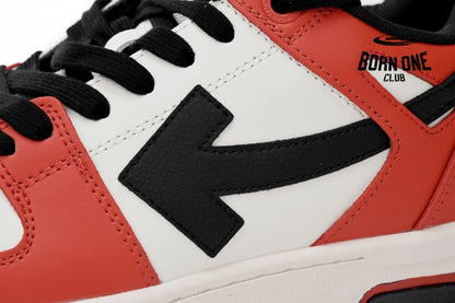 OFF-WHITE Out Of Office OOO Low Tops Black White Red OMIA189S23LEA0012510