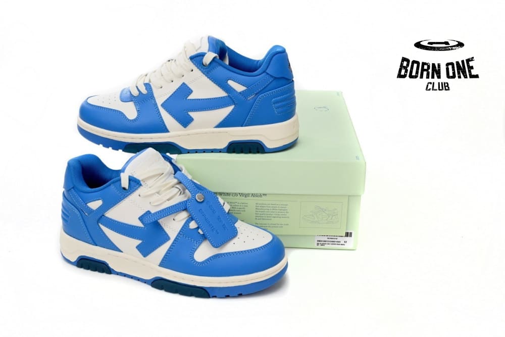 OFF-WHITE Out Of Office OOO Low Tops White Blue OMIA189C99LEA0014501