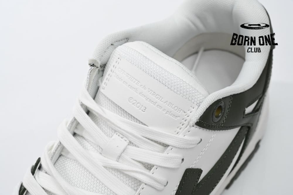 OFF-WHITE Out Of Office OOO Low Tops White Green OLIA189S23LEA0015901