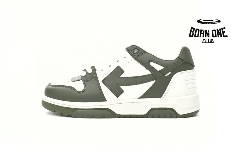 OFF-WHITE Out Of Office OOO Low Tops White Green OLIA189S23LEA0015901