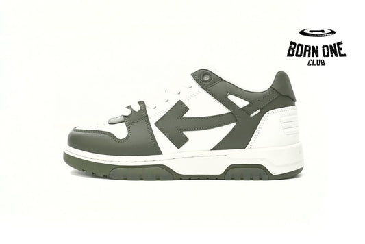 OFF-WHITE Out Of Office OOO Low Tops White Green OLIA189S23LEA0015901