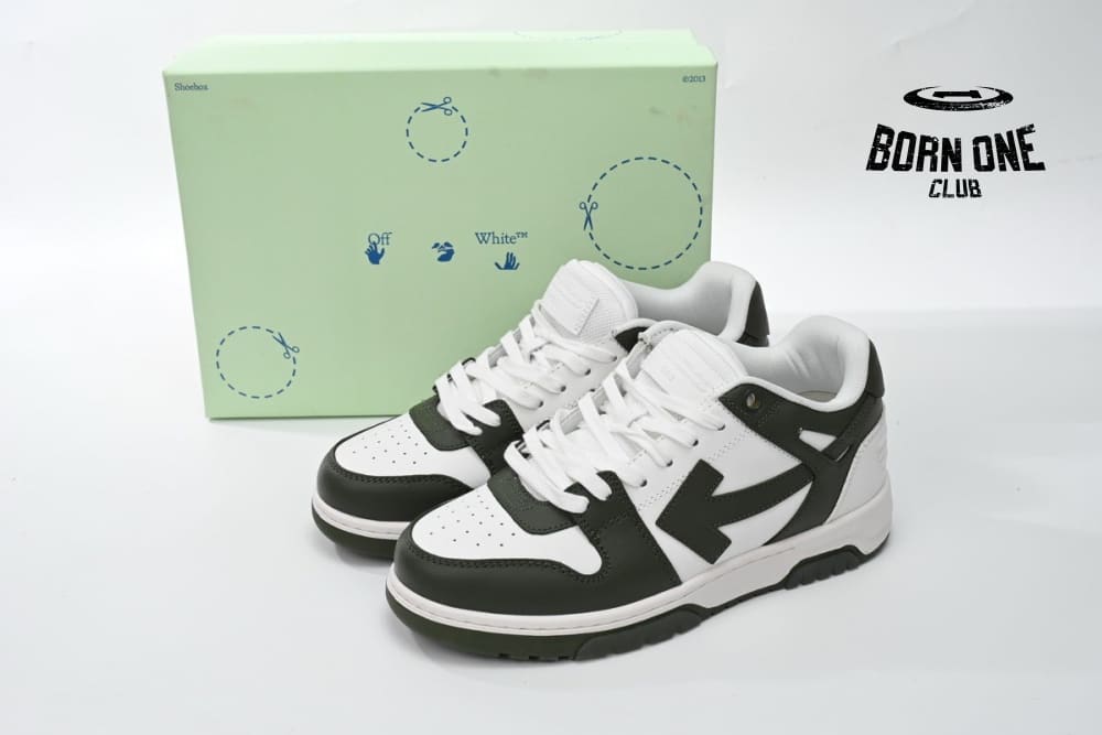 OFF-WHITE Out Of Office OOO Low Tops White Green OLIA189S23LEA0015901