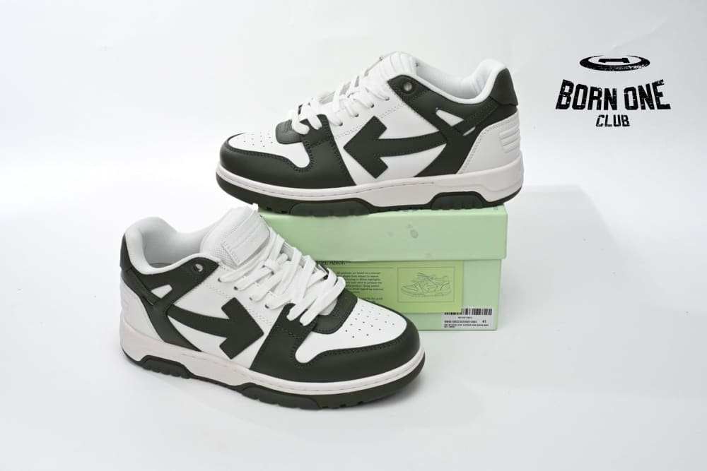 OFF-WHITE Out Of Office OOO Low Tops White Green OLIA189S23LEA0015901