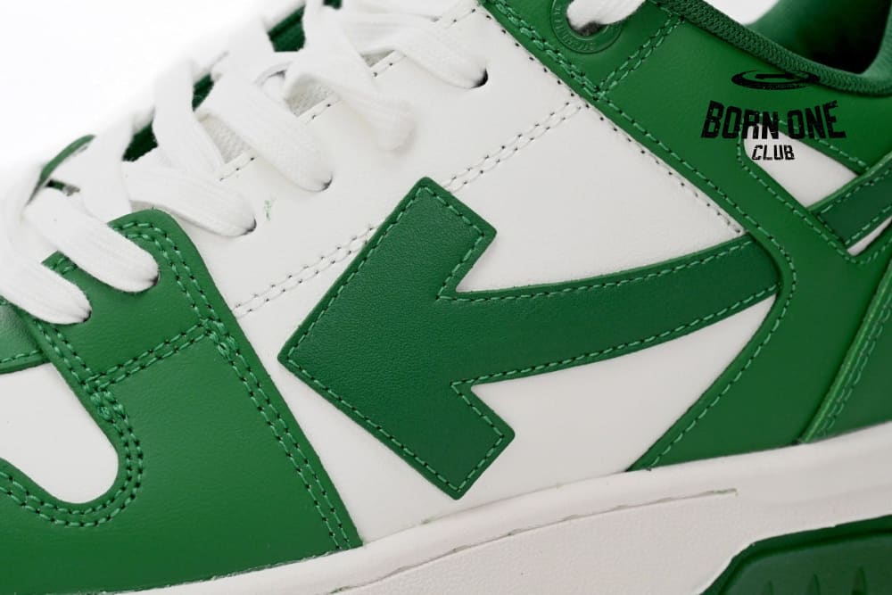 OFF-WHITE Out Of Office OOO Low Tops White Green OMIA189C99LEA0010155