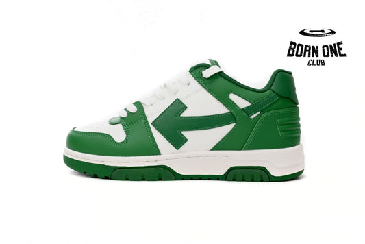 OFF-WHITE Out Of Office OOO Low Tops White Green OMIA189C99LEA0010155