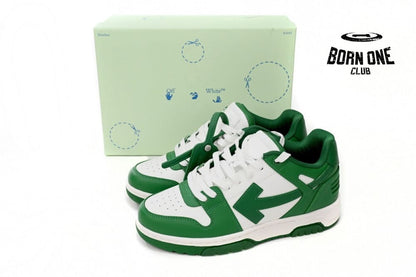 OFF-WHITE Out Of Office OOO Low Tops White Green OMIA189C99LEA0010155