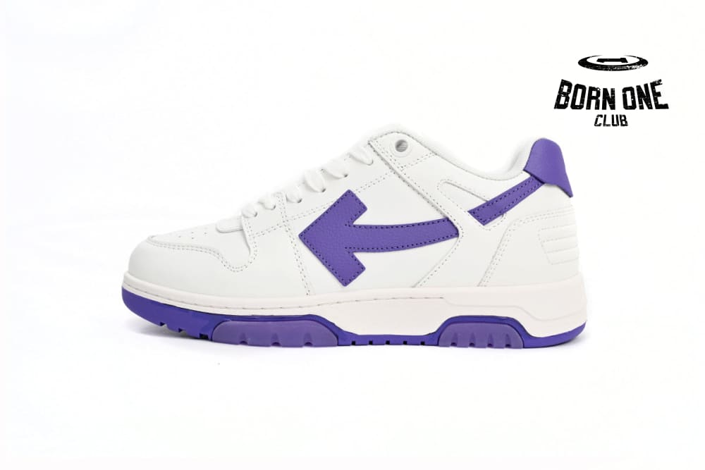 OFF-WHITE Out Of Office OOO Low Tops White Purple OMIA189F22LEA0010135