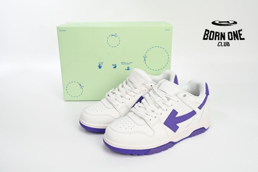OFF-WHITE Out Of Office OOO Low Tops White Purple OMIA189F22LEA0010135