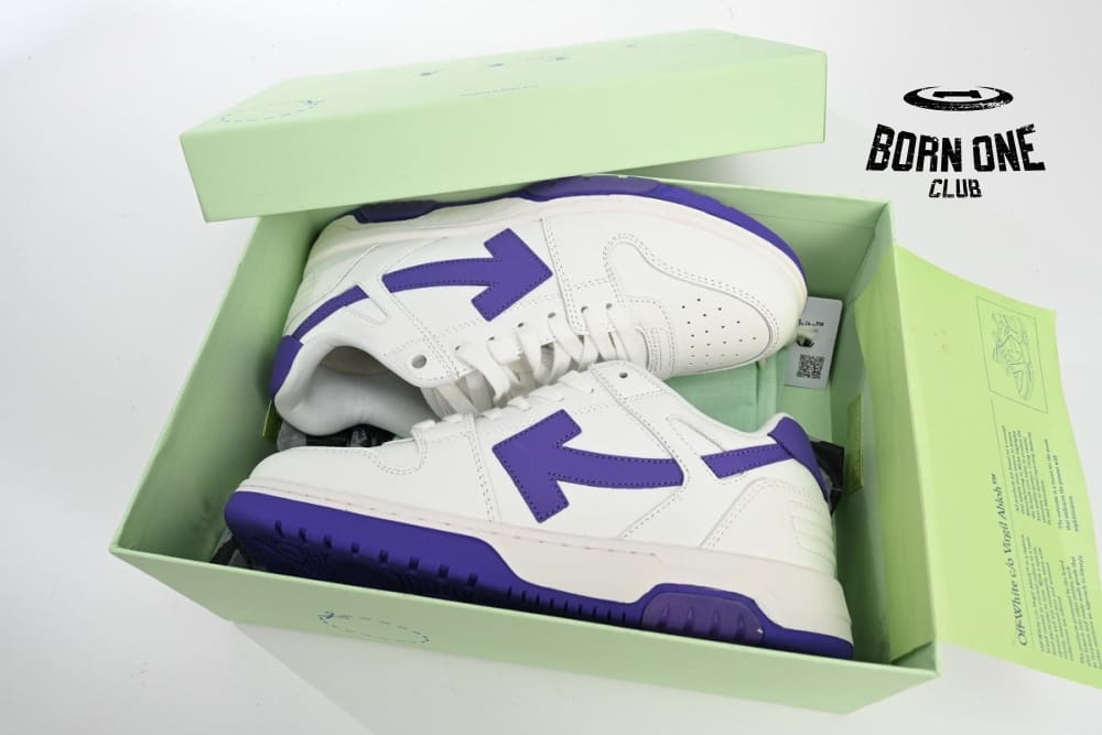 OFF-WHITE Out Of Office OOO Low Tops White Purple OMIA189F22LEA0010135