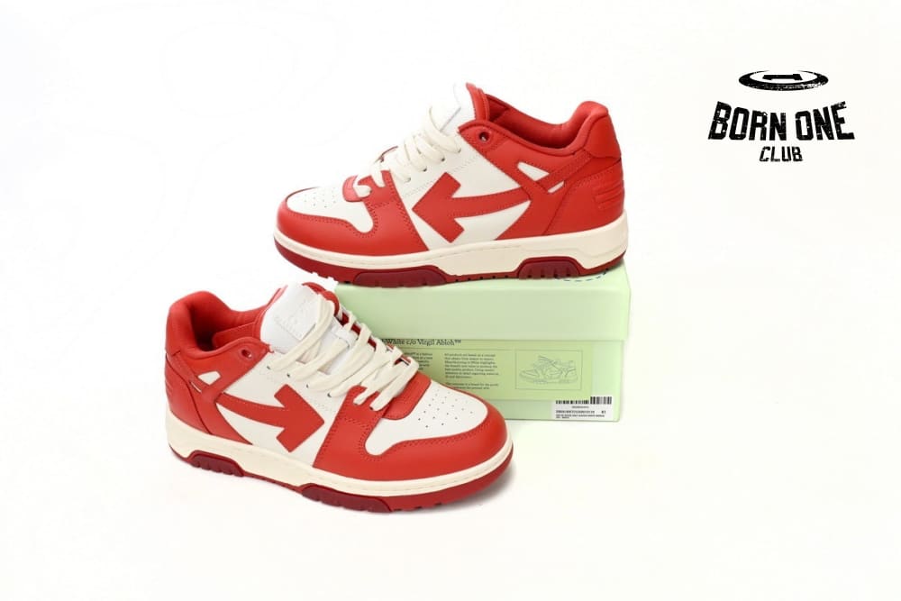 OFF-WHITE Out Of Office OOO Low Tops Red White OMIA189F22LE0010128