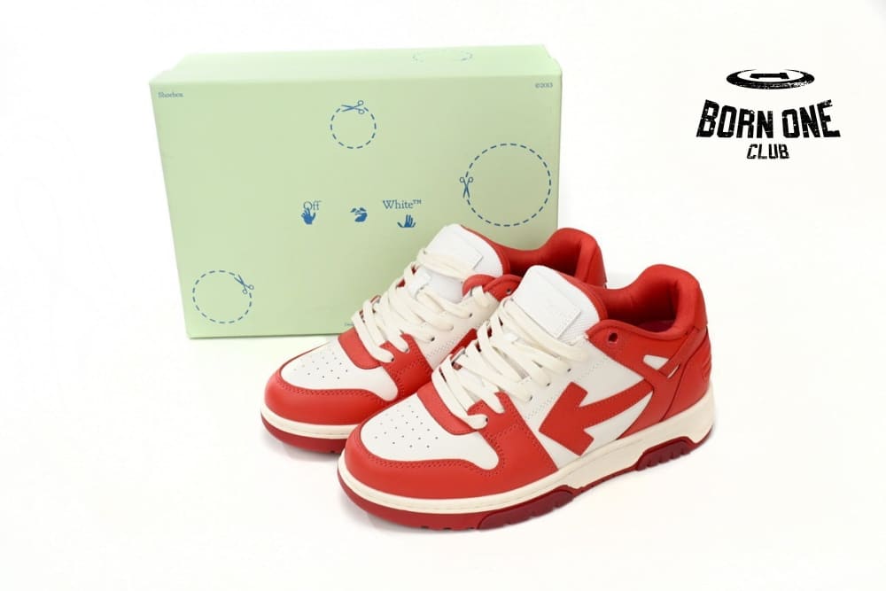 OFF-WHITE Out Of Office OOO Low Tops Red White OMIA189F22LE0010128