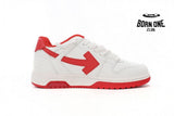 OFF-WHITE Out Of Office "OOO" Low Tops White Red OMIA189F22LEA0010125