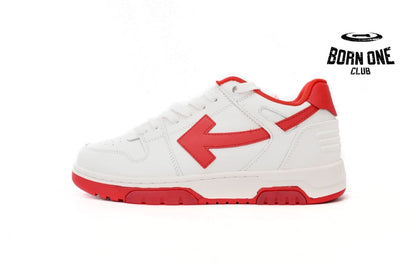 OFF-WHITE Out Of Office "OOO" Low Tops White Red OMIA189F22LEA0010125