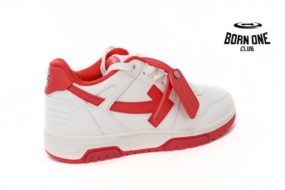 OFF-WHITE Out Of Office "OOO" Low Tops White Red OMIA189F22LEA0010125