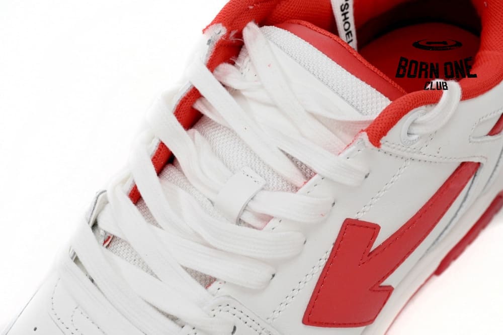 OFF-WHITE Out Of Office "OOO" Low Tops White Red OMIA189F22LEA0010125