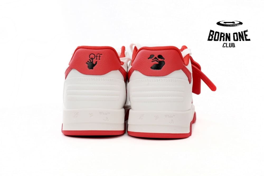 OFF-WHITE Out Of Office "OOO" Low Tops White Red OMIA189F22LEA0010125