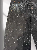 PURPLE BRΑND Rheinstone Pants Black Calça Jeans