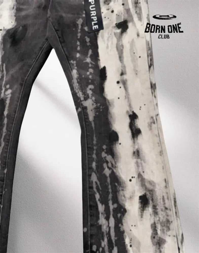 PURPLE BRΑND Splatter Ink Jeans Black Calça Jeans