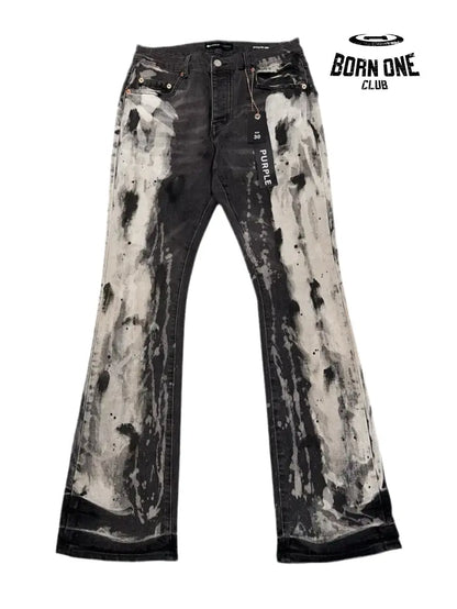 PURPLE BRΑND Splatter Ink Jeans Black Calça Jeans